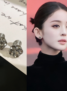 灰色圆球蚊香盘耳夹女韩系爆闪精致高级感简约小众独特巨好看耳饰