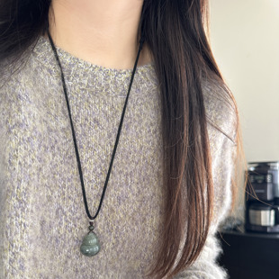 3960 简约百搭气质女绿葫芦黑绳银项链 MISS JOJO原创设计时尚