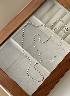 MISS JOJOS925银韩国ins风时尚简约百搭多棱圆珠车花拼接素链项链