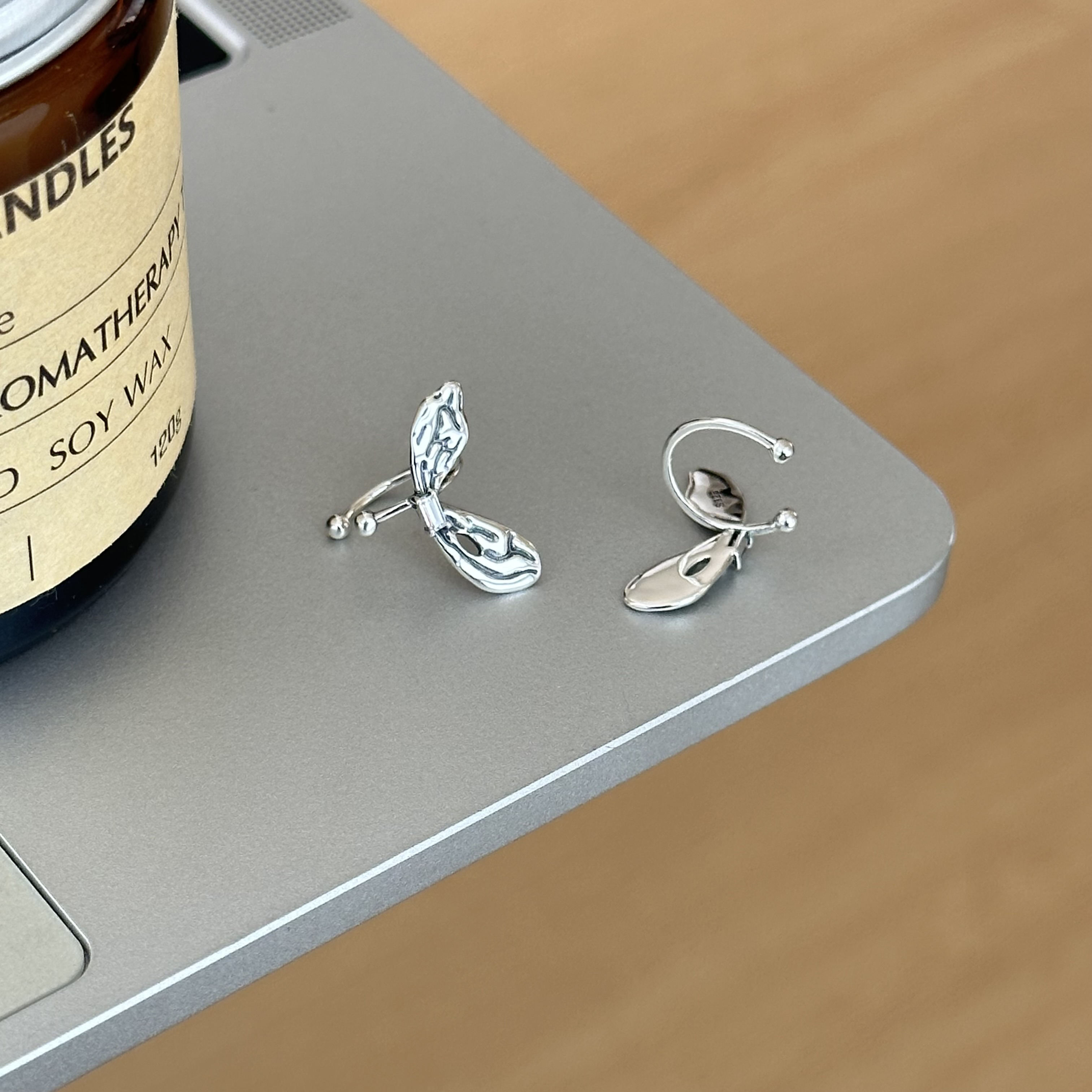 蝴蝶翅膀S925纯银耳骨夹