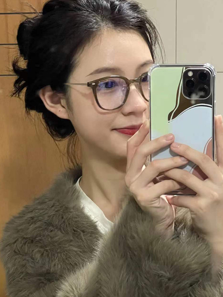 冷茶色眼镜女可配度数近视镜框超轻防蓝光辐射素颜散光眼睛框架女