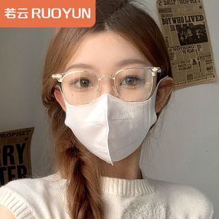 半框眼镜框女高级感大脸显瘦超轻透明素颜复古近视眼睛框镜架女款