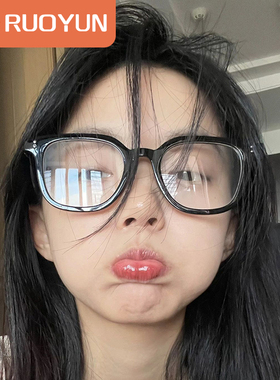 GM素颜黑框眼镜近视女大脸可配度数防蓝光框架显脸小黑色眼睛镜框