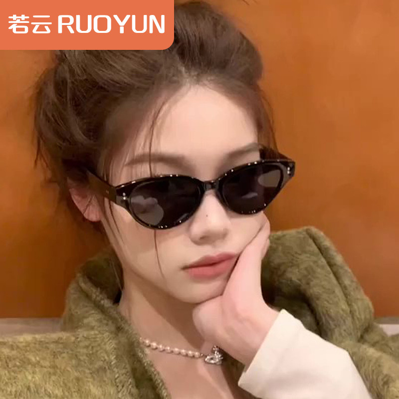 y2k猫眼墨镜女款复古高级感小脸窄框GM太阳眼镜女防紫外线配近视