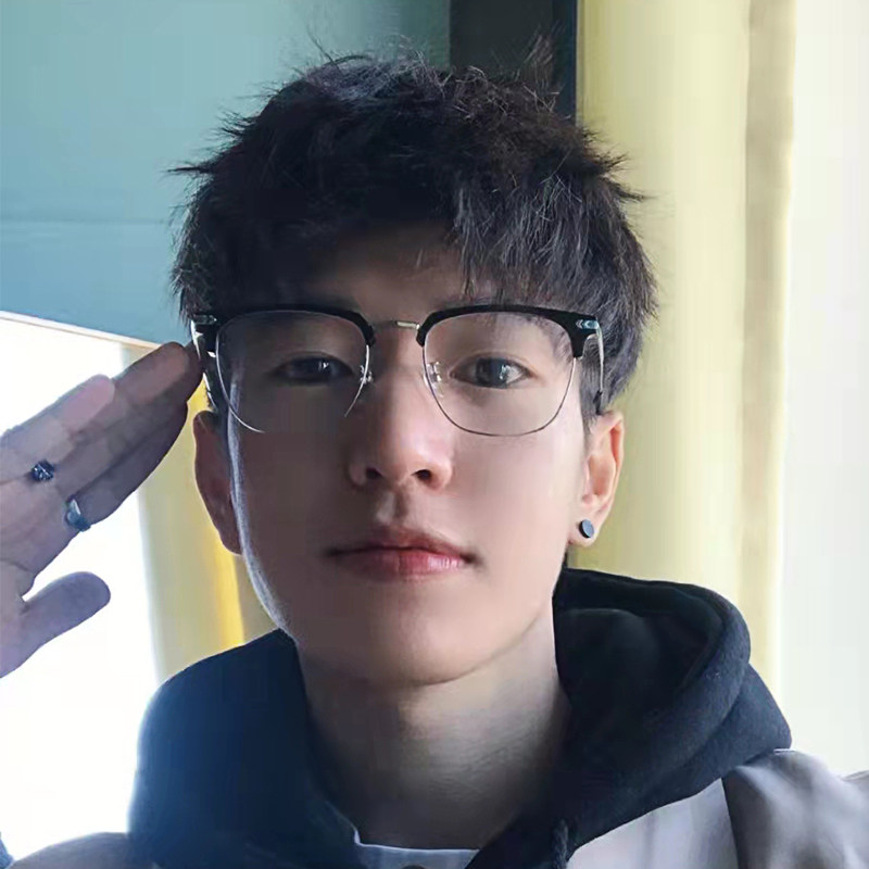 理工男半框近视眼镜潮大脸方框可配有度数散光镜片复古眼睛框镜架