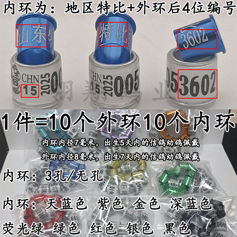 2025年特比对环信鸽环中环对环统一2025年鸽子脚环足环鸽用仿环