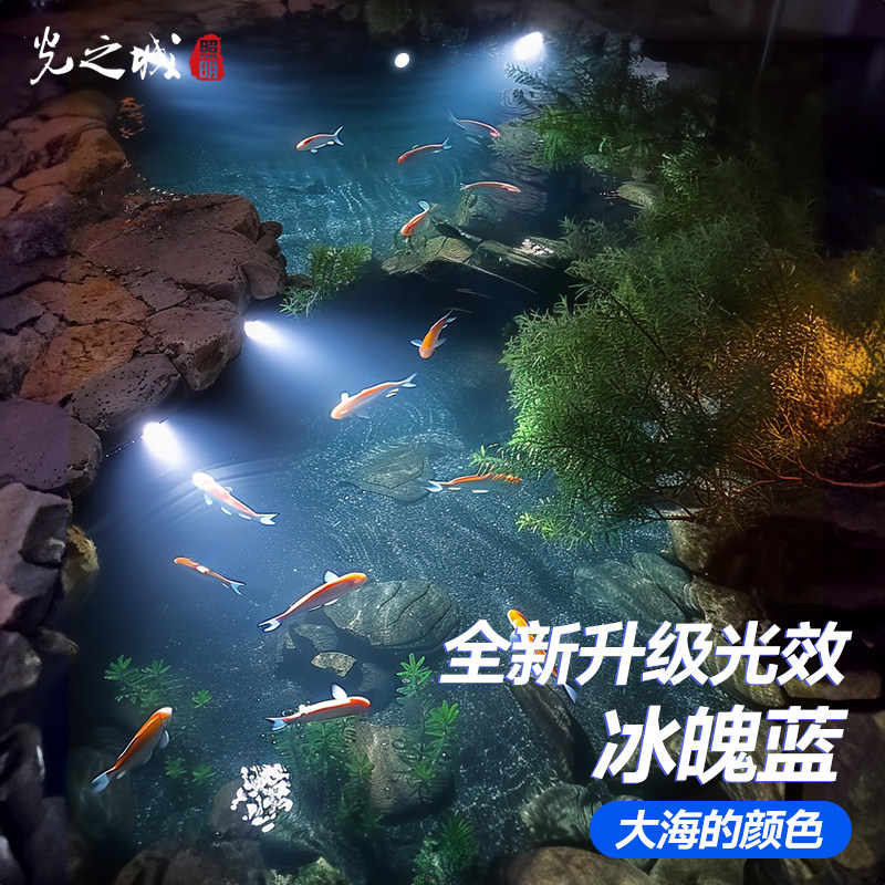鱼池灯水底灯led水下灯水池灯水景灯七彩泳池喷泉灯户外防水射灯