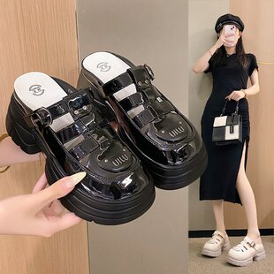 夏季新品厚底松糕底防滑镂空透气女士坡跟凉拖鞋女鞋