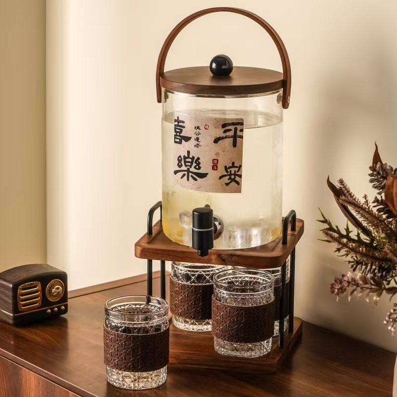 复古玻璃冷水壶带龙头耐高温大容量果茶桶饮料桶家用凉水壶高颜值,餐饮具,冷水壶,淘宝优惠券,粉丝福利购,淘宝优惠卷