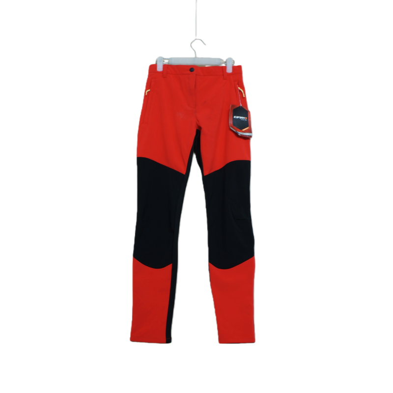 户外运动风软壳裤女款红色拼接弹力登山休闲裤春秋新款外贸原单