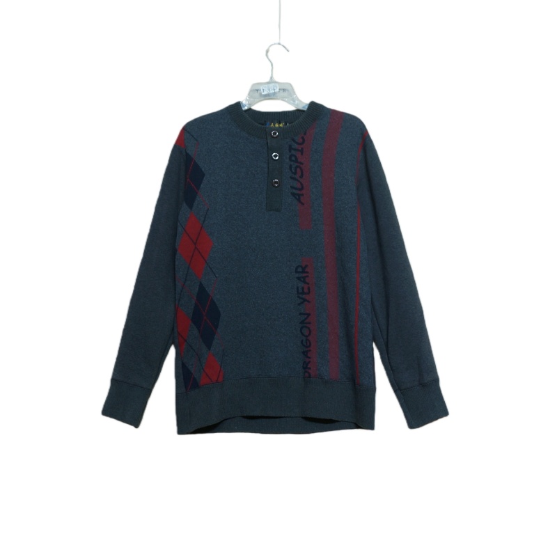 外贸原单圆领针织衫男款加绒毛衣