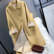 娃娃领A型 双面羊绒大衣女羊毛呢外套阿尔巴卡中长款 2019冬季 新款