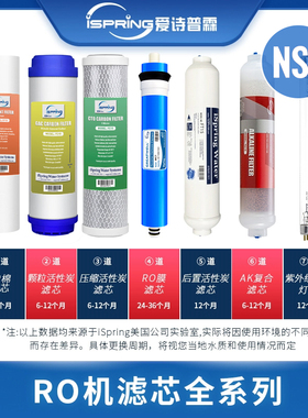 iSpring爱诗普霖NSF认证ro膜PP棉活性炭后置炭矿物质杀菌通用滤芯