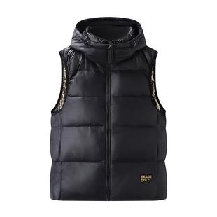 一线撤标撤柜2024年男女冬季新款中长款加厚保暖黑金连帽羽绒马甲