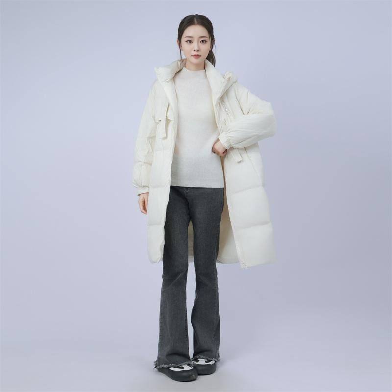 高货 品牌撤柜 高充绒量冬季时尚  长款洋气加厚保暖连帽羽绒服女