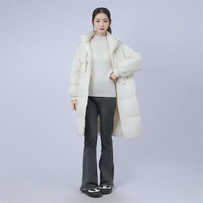 高货 品牌撤柜 高充绒量冬季时尚  长款洋气加厚保暖连帽羽绒服女