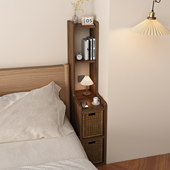 2026款 实木中古风小型超窄家用卧室床头柜置物架设计感小众替代品