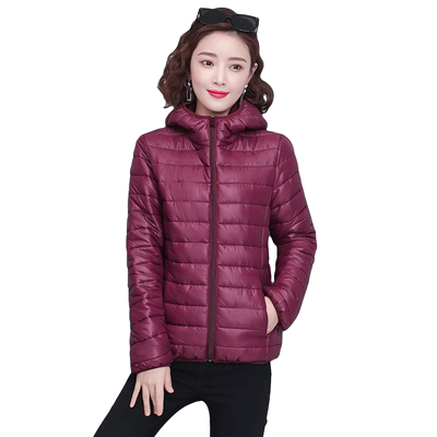 新款连帽女士棉衣轻薄外套棉服