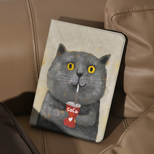 coco短毛猫ins风ipad保护套2024带笔槽款10.2平板壳mini6全包防摔12.9寸air6适用于苹果ipadpro11寸