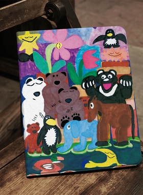 动物园集体照ins风ipad保护套2024带笔槽款10.2平板壳mini6全包防摔12.9寸air6适用于苹果ipadpro11寸