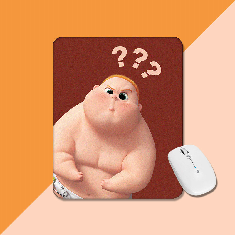 满屏问号小胖子可爱卡通手工原创方形加厚防滑游戏办公鼠标垫