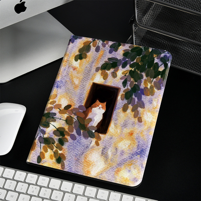 窗台的大橘猫ins风ipad保护套2024带笔槽款10.2平板壳mini6全包防摔12.9寸air6适用于苹果ipadpro11寸