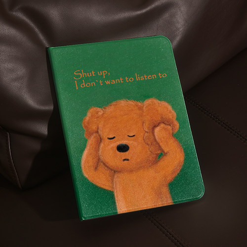 小狗我不想听插画ins风ipad保护套2024带笔槽款10.2平板壳mini6全包防摔12.9寸air6适用于苹果ipadpro11寸