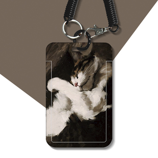 熟睡的猫咪可爱公交卡学生饭卡校园门禁卡证件卡套工牌钥匙链一体