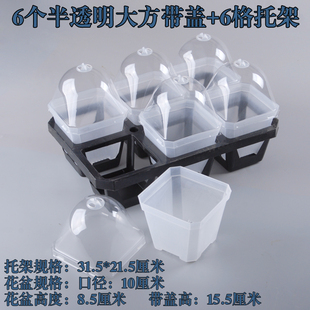 大黑方盆大方花盆加厚十方塑料盆原料新料透明盆扦插带托架组合盆