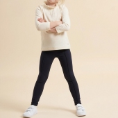 法单小帆船藏青色薄绒春秋冬复古女童弹力松紧修身 单穿外搭休闲裤