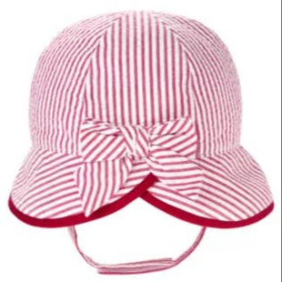 泡泡棉条纹配蝴蝶结0 JACK纯棉薄款 3个月遮阳帽 AND JANIE