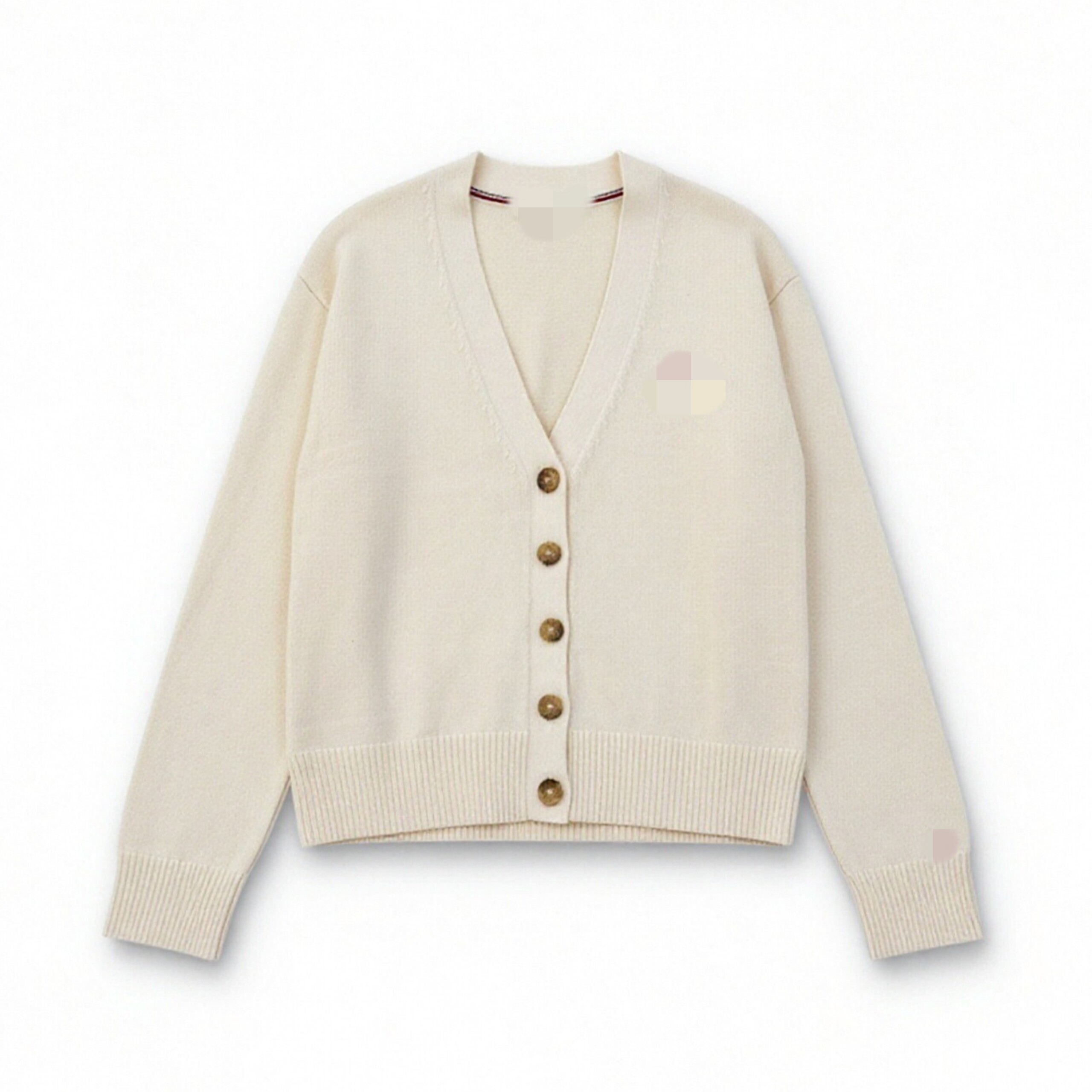 美单堂妹奶白长袖开衫春秋粉英文刺绣学院风成人女款针织开衫毛衣