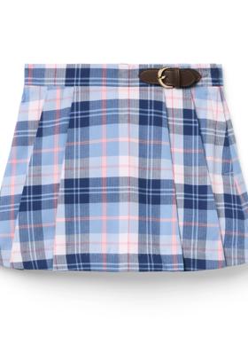 JANIE AND JACK纯棉人字纹深蓝白色骑术风女童春秋冬短裙半身裙