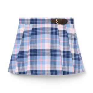 JANIE AND JACK纯棉人字纹深蓝白色骑术风女童春秋冬短裙半身裙