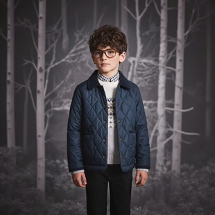 衍缝菱形格男女童中性夹棉外套 JACK25年英伦春秋冬经典 JANIE AND