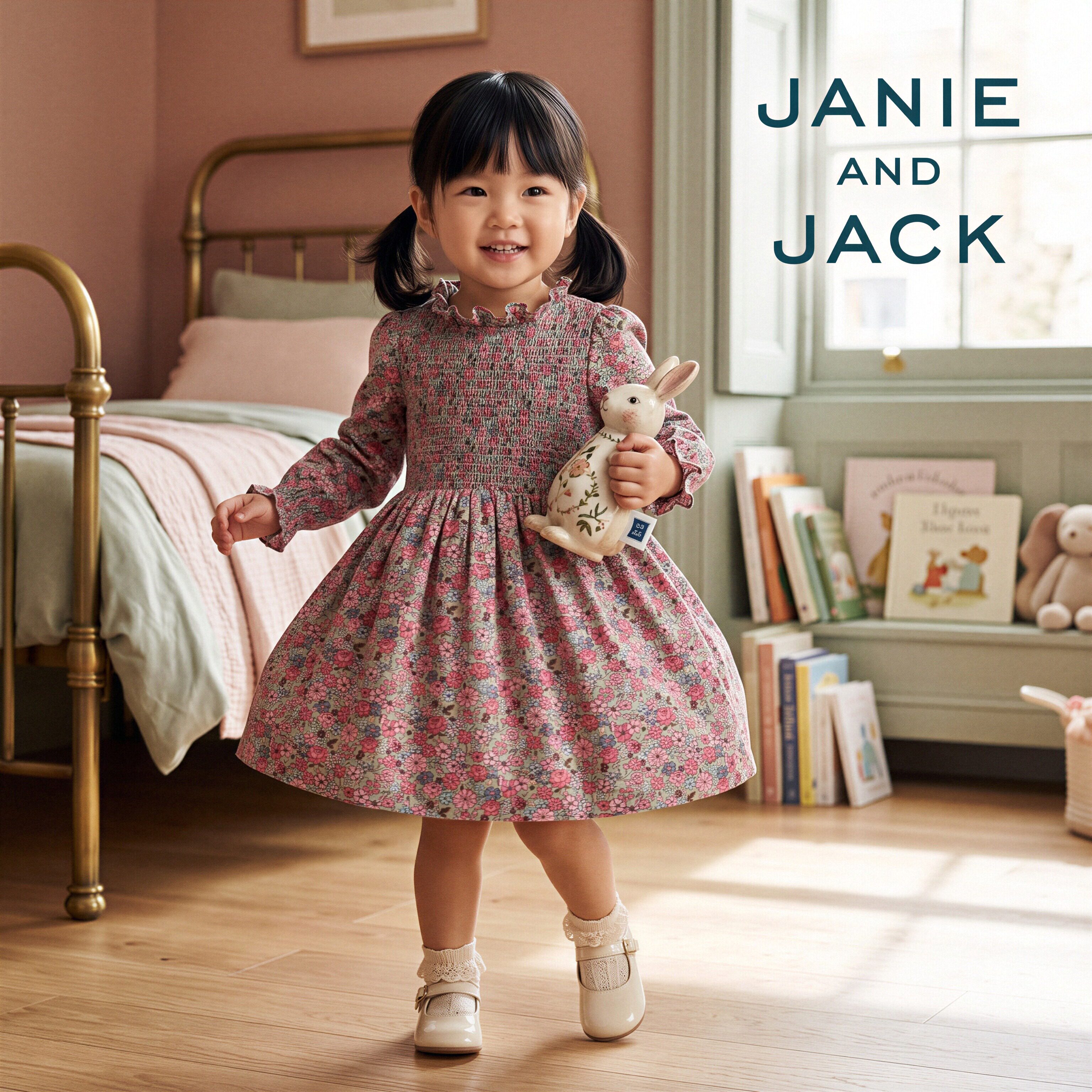 JANIEANDJACK纯棉碎花长袖连衣裙