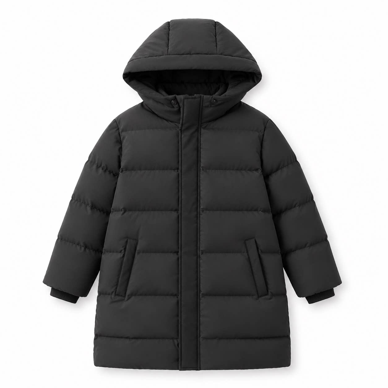 秋冬连帽保暖防风中长款棉服童款