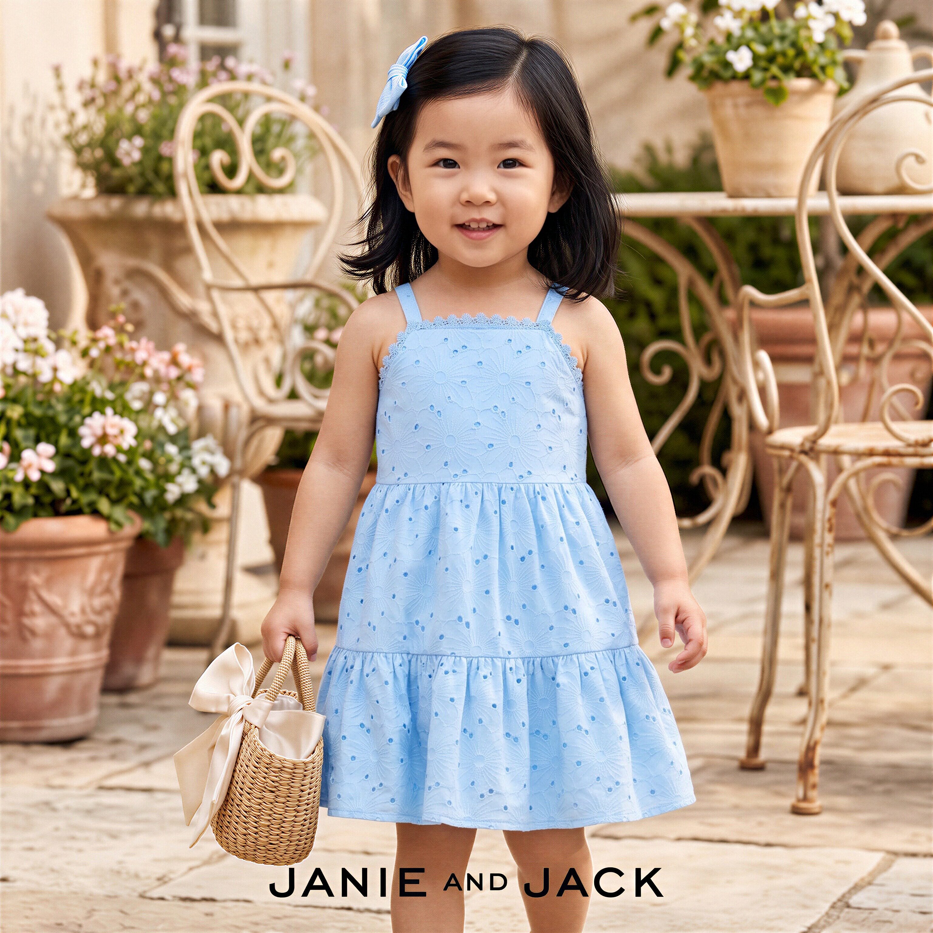 JANIEANDJACK天蓝蕾丝女童公主裙