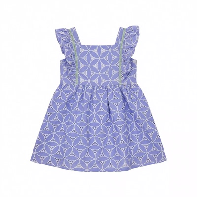 天蓝万花筒提女童无袖清爽连衣裙
