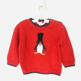 18个月圆领长袖 Jack纯棉企鹅先生12 男女童针织毛衣 and Janie