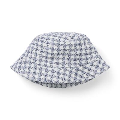 黑白千鸟格蝴蝶结法式女童帽