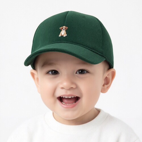 电脑刺绣小狗狗图案男童棒球帽