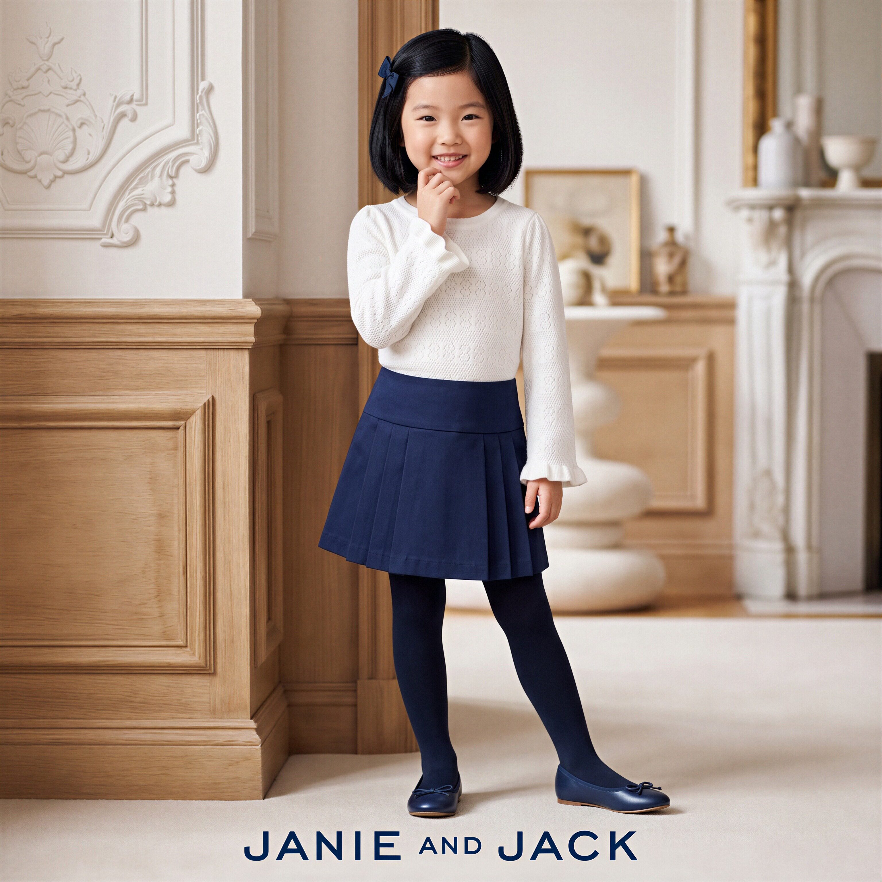 JANIEANDJACK女童纯棉蕾丝毛衣