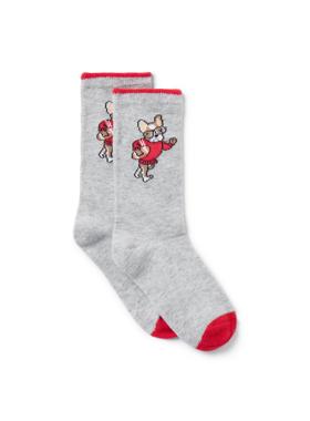 JANIE AND JACK四季通用浅灰色高档户外法国斗牛犬男童中长筒袜