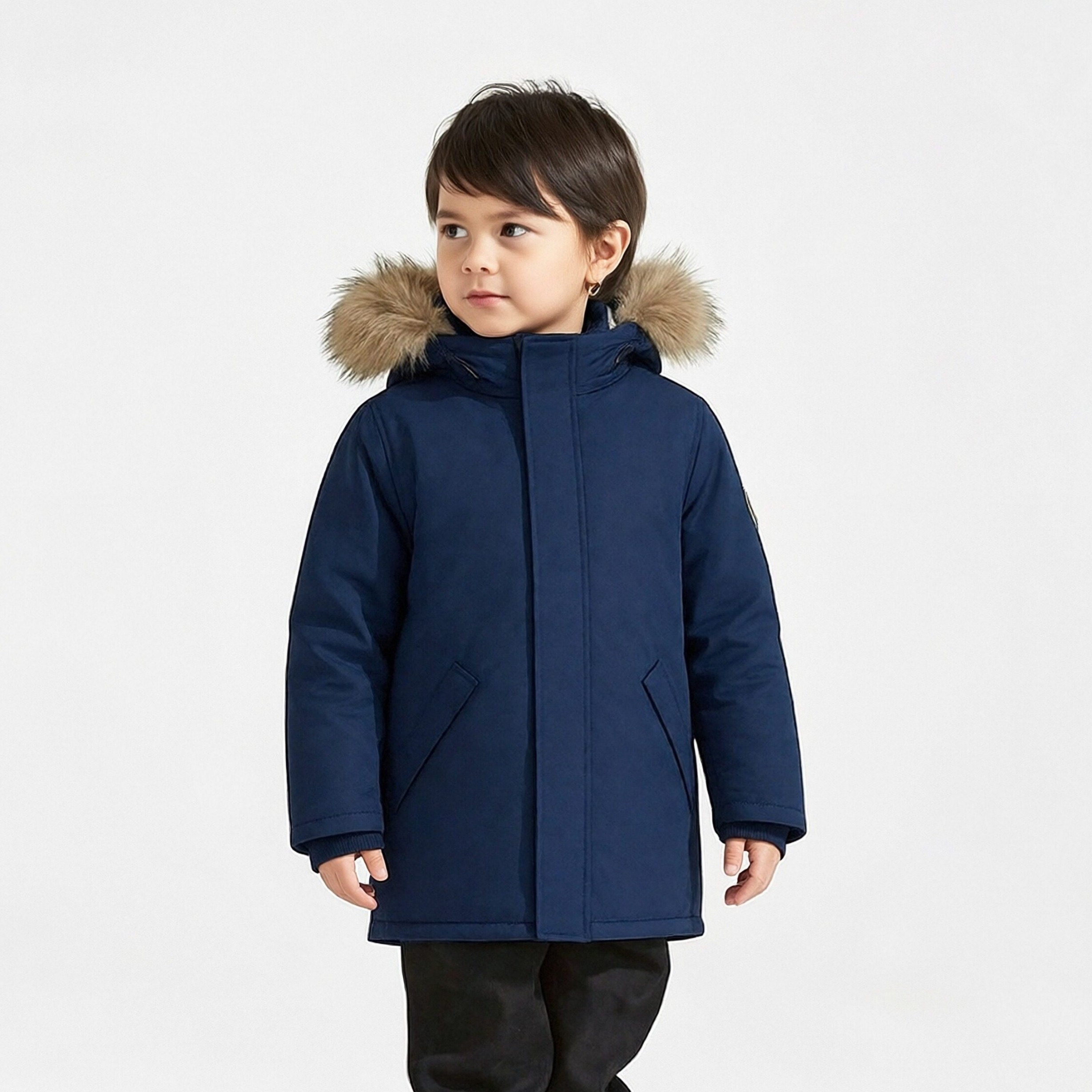 法国vertbaudet深蓝防风春秋冬高档学院拆卸毛领长袖夹棉派克大衣,童装/婴儿装/亲子装,棉袄/棉服,淘宝优惠券,粉丝福利购,淘宝优惠卷