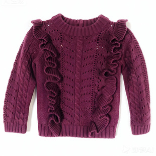 节紫红色镂空花色2岁针织毛衣 JACK春秋冬季 JANIE AND