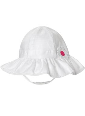 欧美品质白色全棉刺绣花朵2-3岁帽围约52CM女童遮阳帽户外休闲帽