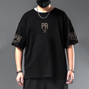 上衣2023新款 胖子冰丝短袖 t恤宽松休闲男装 加肥加大半袖 夏 男大码