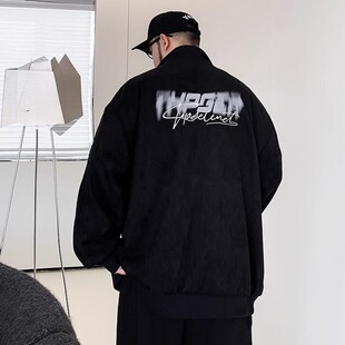 潮牌特大码男装秋季新款仿麂皮外套男胖子宽松休闲男外套加肥加大