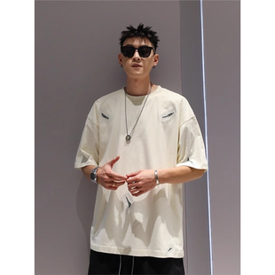 特大码潮牌夏季男装潮流休闲加肥加大男百搭宽松休闲圆领短袖T恤